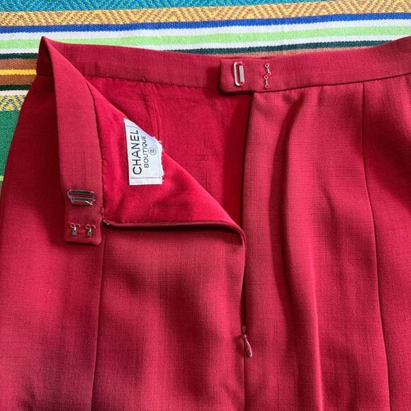 Chanel Boutique Vintage Red Mini Pencil Suit Skirt size Small - Picture 5 of 6